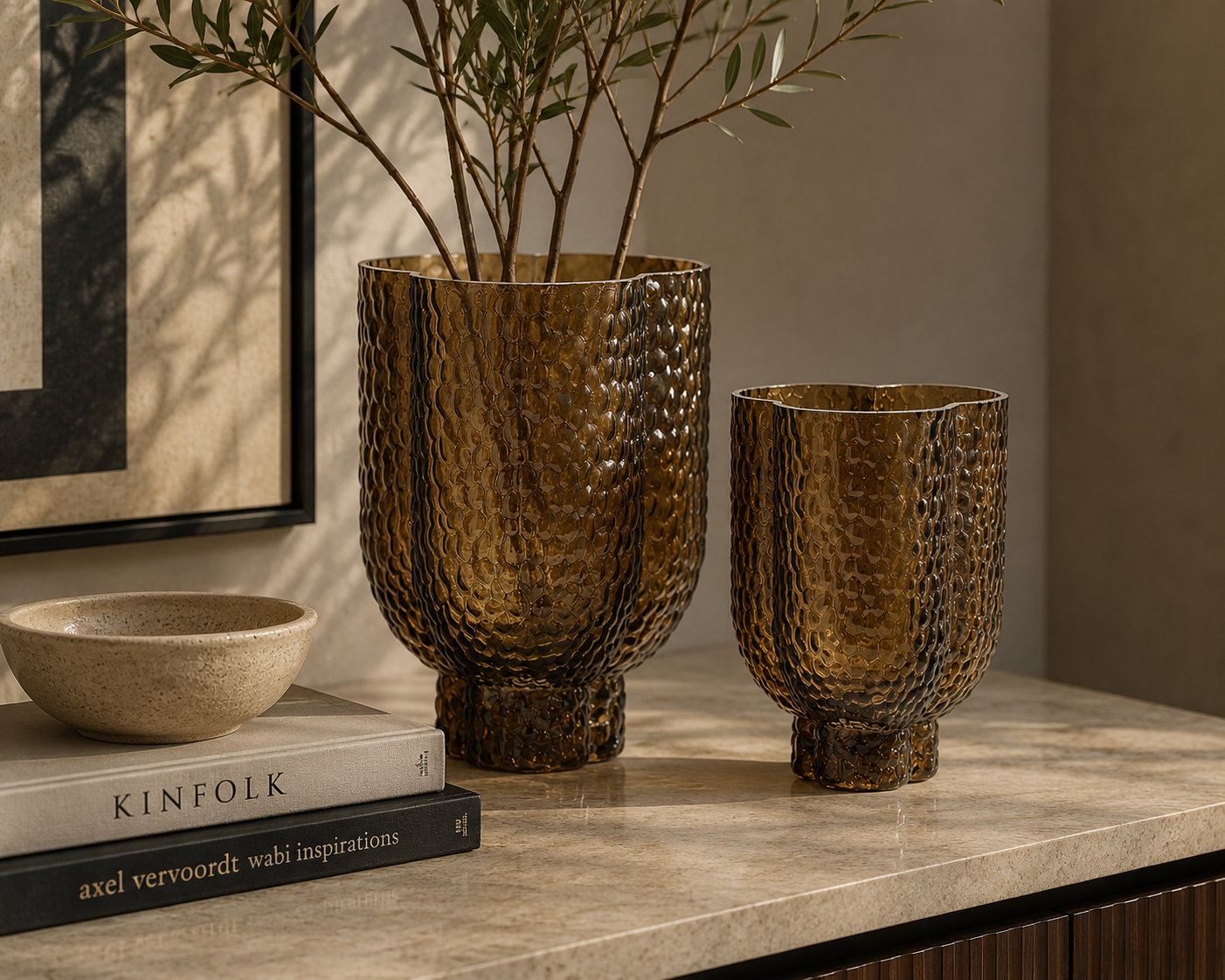 Three Leaf Vase Brown