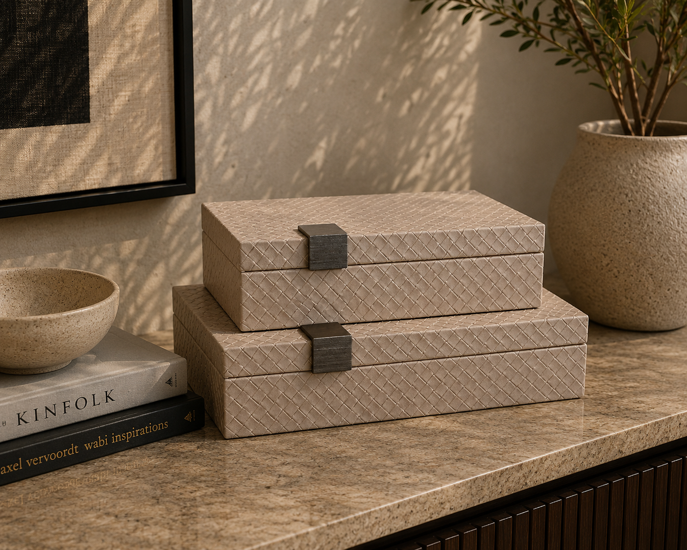 Light Coffee Textile Texture Decorative Box