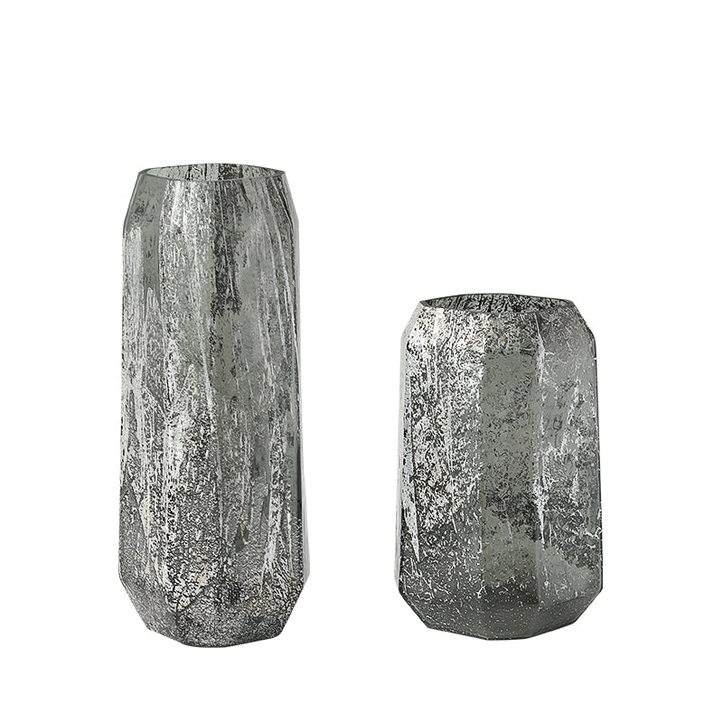 Silver Pattern Geometric Vase High